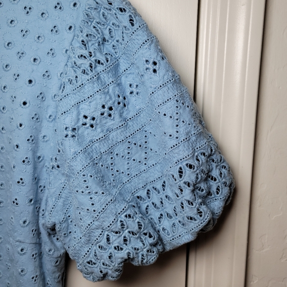 Free People Tie-Back Mini Dress | Eyelet Dress | Spring Dress | Size Large - Picture 5 of 10